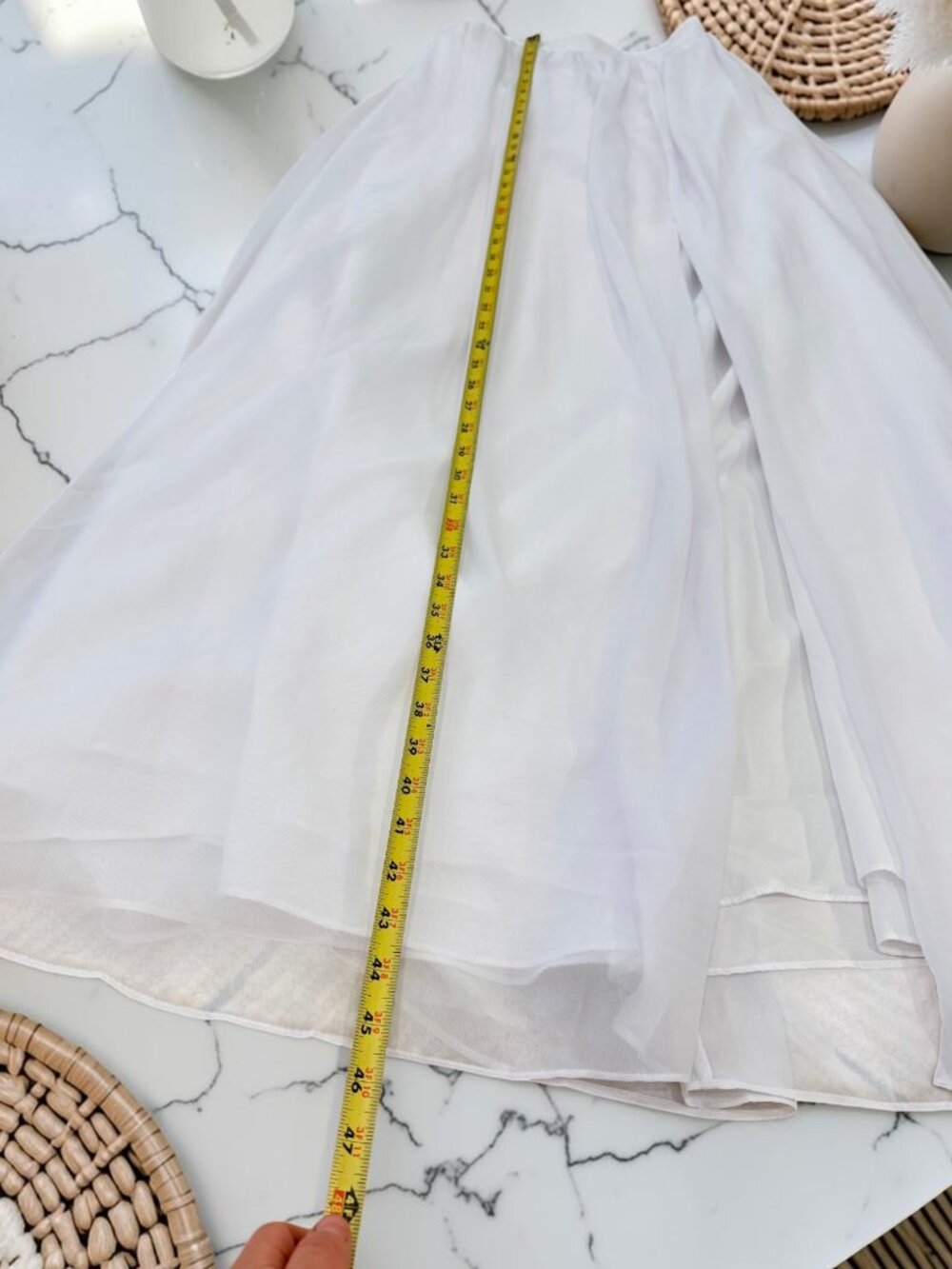 Azazie White 2 Piece Chiffon Maxi Skirt and Lace Bralletee Size 6 - Picture 9 of 14